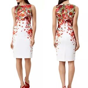 Hobbs London Floral Print Sheath Dress - Red and White